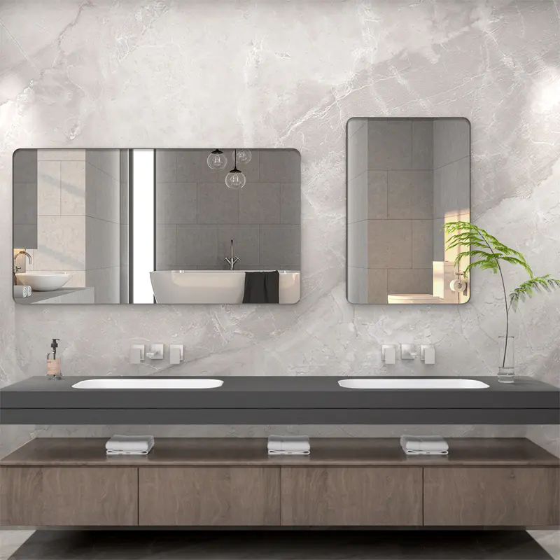 Bathroom Mirror for Wall, Suiforlun Shatterproof Rectangle Mirror Matte Black Metal Framed Vanity Mirror Anti-Rust Horizontal Vertical, 24 x 36 Inch