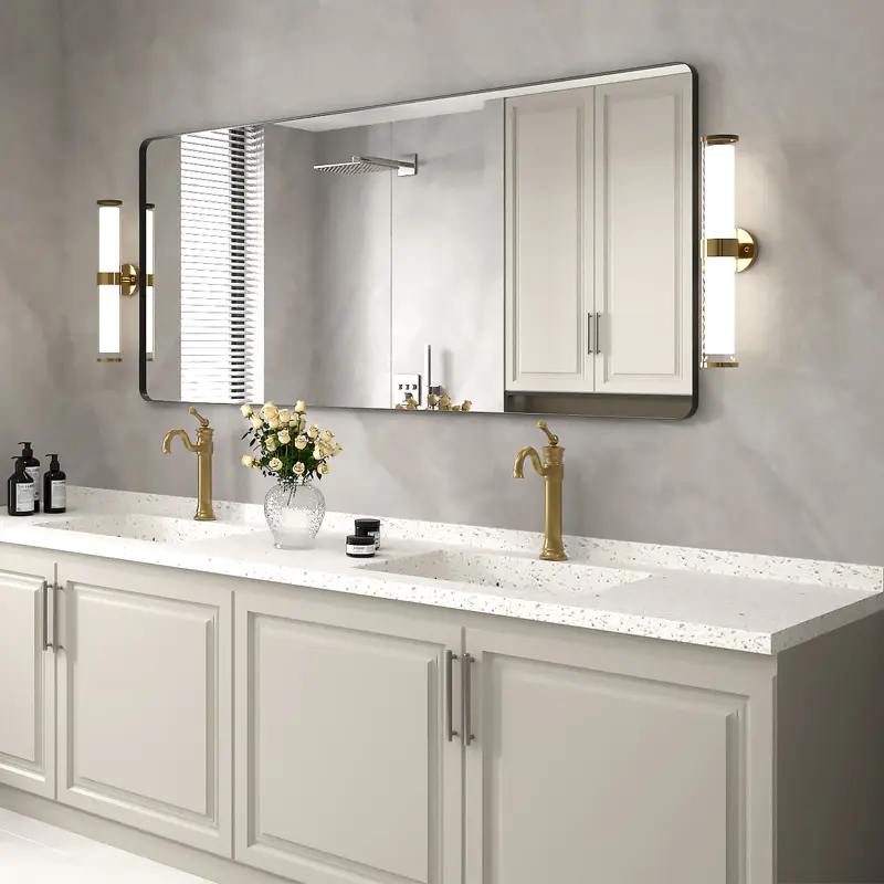 Bathroom Mirror for Wall, Suiforlun Shatterproof Rectangle Mirror Matte Black Metal Framed Vanity Mirror Anti-Rust Horizontal Vertical, 72 x 32 Inch