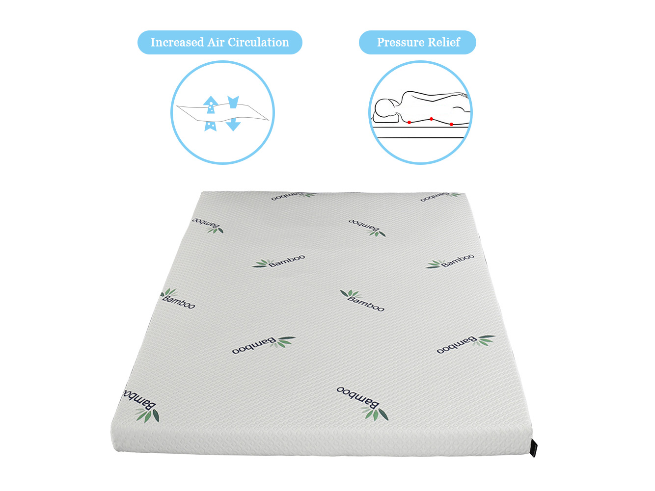 breathable twin mattress topper with removable bamboo fabric zippered cover supplier for family-8