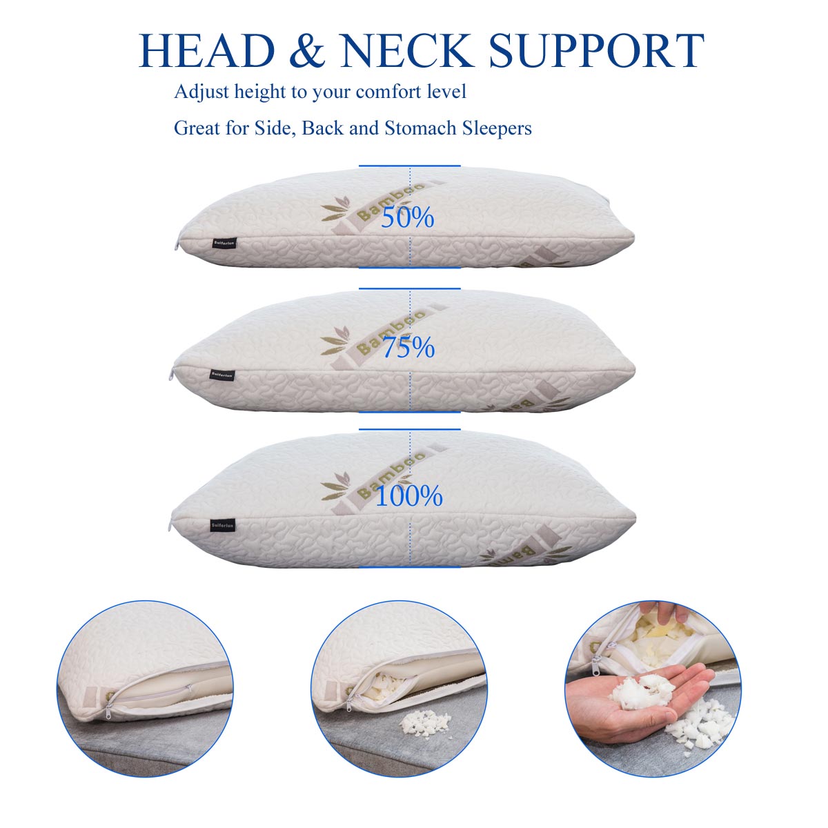 comfortable foam pillow with removable zipper factory direct supply for hotel-10